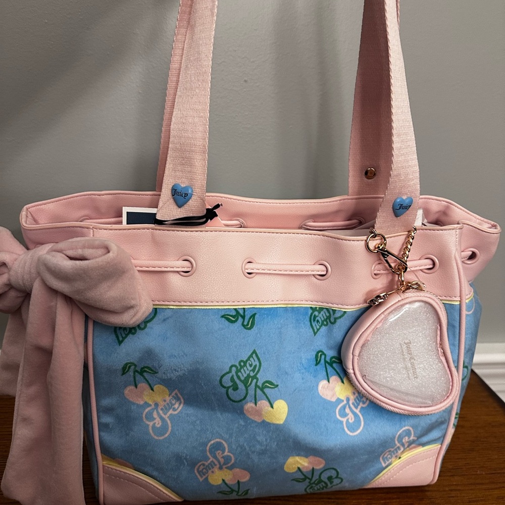 NEW RELEASE! Juicy Couture Retro juicy cherry blue tote daydreamer